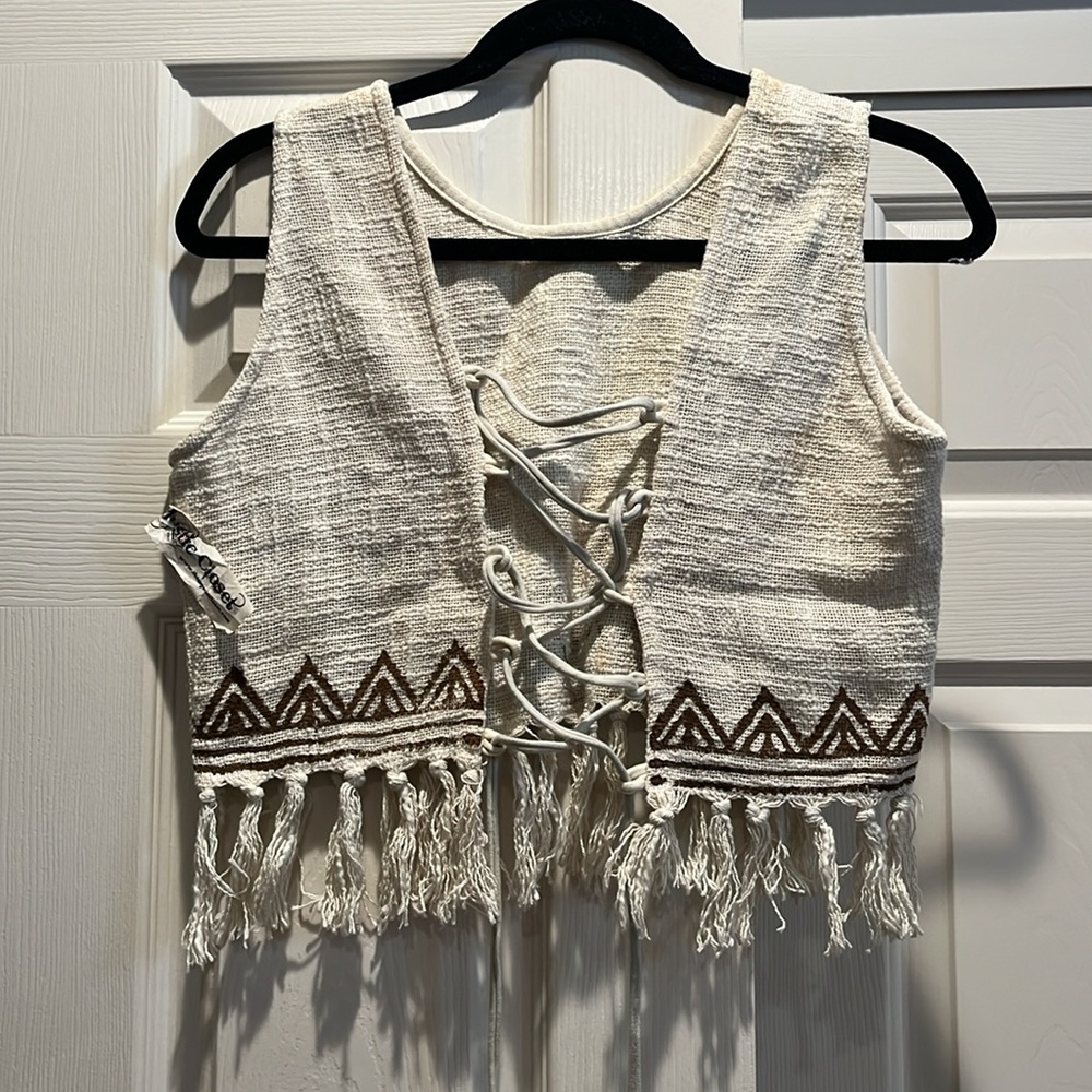 Handwoven crop top. open back. M? - Picture 2 of 5